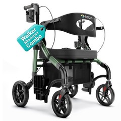 Helavo 2-in-1 Rollator Walker Wheelchair Combo, Foldable, 300lbs Capacity