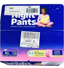 Rascals XL Night Pants Absorbent Disposable Girls 28 Count Nighttime Bedwetting