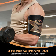 Copper-Infused Bicep Tendonitis Brace 1 Pair [Medical-Grade Compression ＆ Ultra