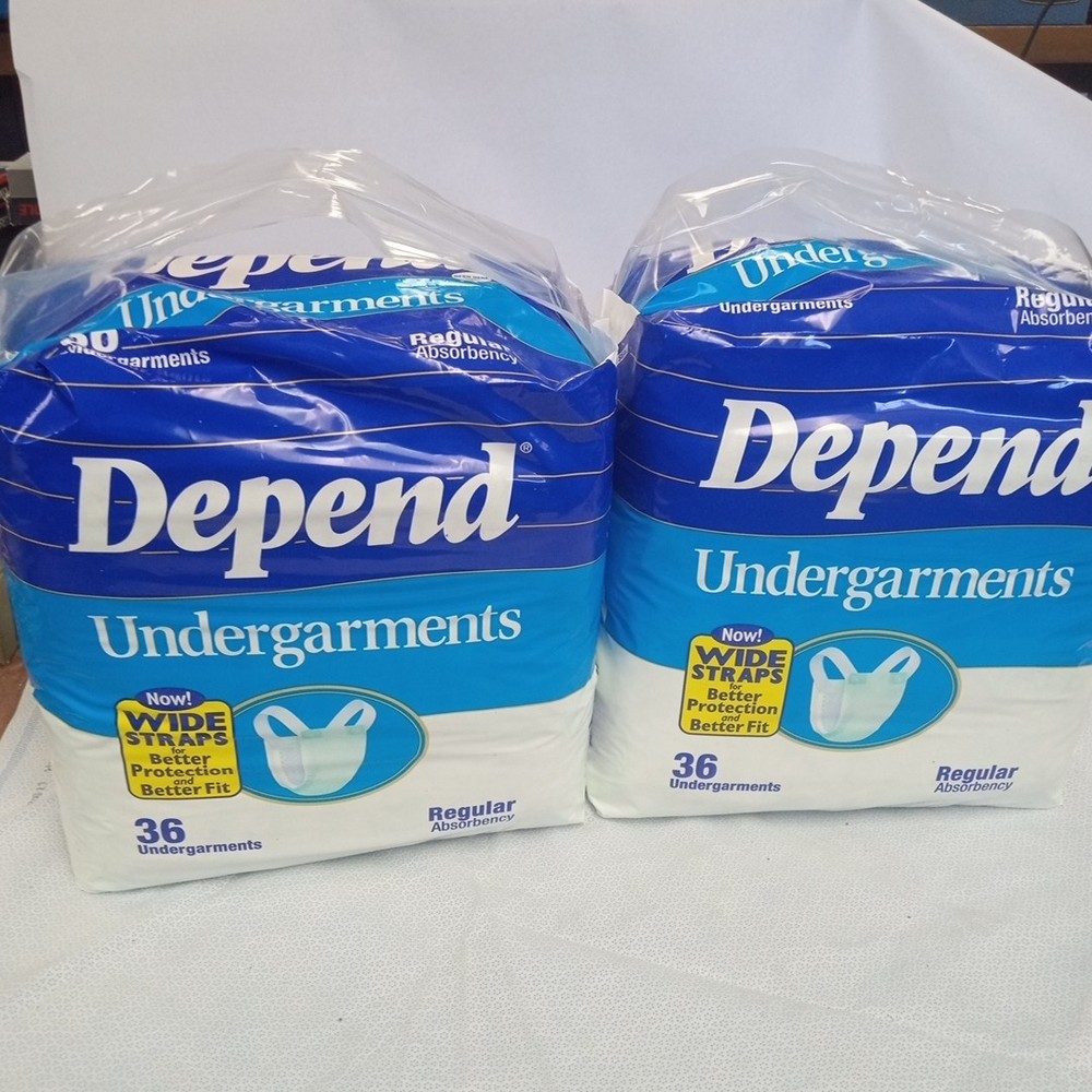 Vintage Depend Wide Sraps 36 Count Bag– Lot Of 2 Unopened Packs – Mid 1990s