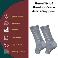 1 PAIR BAMBOO COMPRESSION ANKLE SUPPORT BRACE GUARD ARTHRITIS PAIN SPORTS