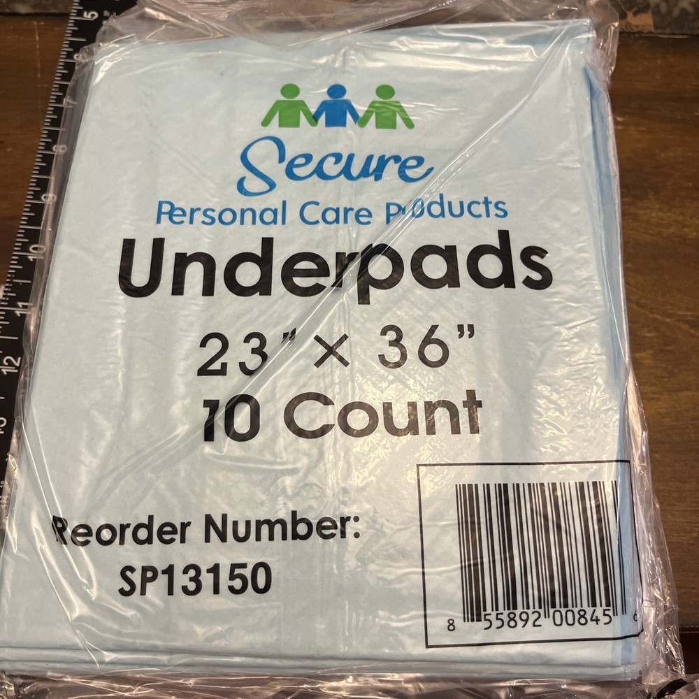 FREE SHIP 10 Count Secure Personal Care Products Underpads 23” x 36”NEW