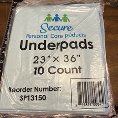 FREE SHIP 10 Count Secure Personal Care Products Underpads 23” x 36”NEW