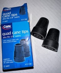 Carex Quad Cane Tips Also Fits 5/8 Inches Canes Large Metal Reinforced Base 2ct