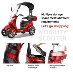 1000W Heavy Duty 4 Wheels Mobility Scooter w/ Roof 40 Miles 15 MPH for Seniors