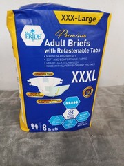 Maximum Absorbency Adult Briefs with Refastenable Tabs 8 Ct. Size XXX-Large