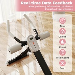 Adjustable Abdominal Trainer with Elbow Support Knee Protection and LCD Monitor