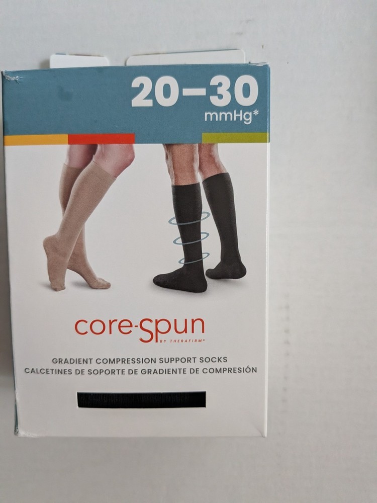 Core-Spun 20-30mmHg Gradient Compression Support Socks Black Size XL