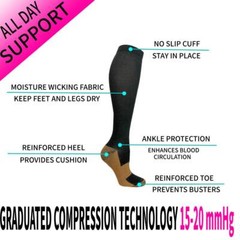 Compression Socks Stockings Women Men Knee High Medical Pain Relief 15-20mmHg