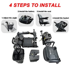 KRYL Foldable 4 Wheel Mobility Scooter for Seniors, 265lbs Max Weight Powered