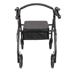 Black Steel Mobility Walker With Wheels For Adult Elderly Walking Assistance