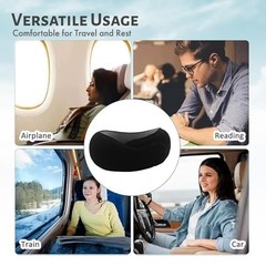 Travel Memory Foam Pillow – Adjustable Size. Essentials for Head, Chin Black