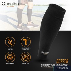 Calf Compression Sleeves Medium Black Copper Nylon Moisture Wicking