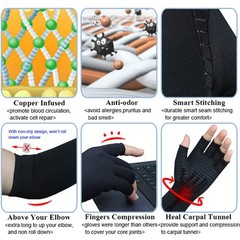 1pair Long Arthritis Compression Glove for Women Men,copper Gloves for Joint Pai