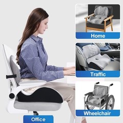 Extra Large Memory Foam Seat Cushion – Lumbar Support Pillow for Sciatica Relief