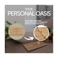 Nordic Style Premium Teak Shower + Bath Mat for Indoor + Outdoor Use | Non-Sl…