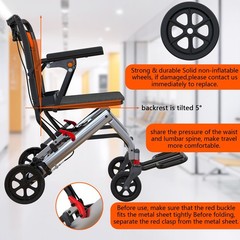 Lightweight Elderly Transport Wheelchair Portable Folding Transport Chair 220LBS