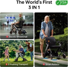 PAISEEC 3IN1 Electric Wheelchair for Adults Dual 360W Power Motor – Tested Good！