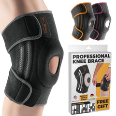 DR. BRACE Elite Knee Brace With Side Stabilizers & Patella Gel Pad