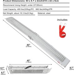 Portable 83″ Anti-Slip Ramp for Trucks – 480 Lbs Capacity, Ideal for Powersports