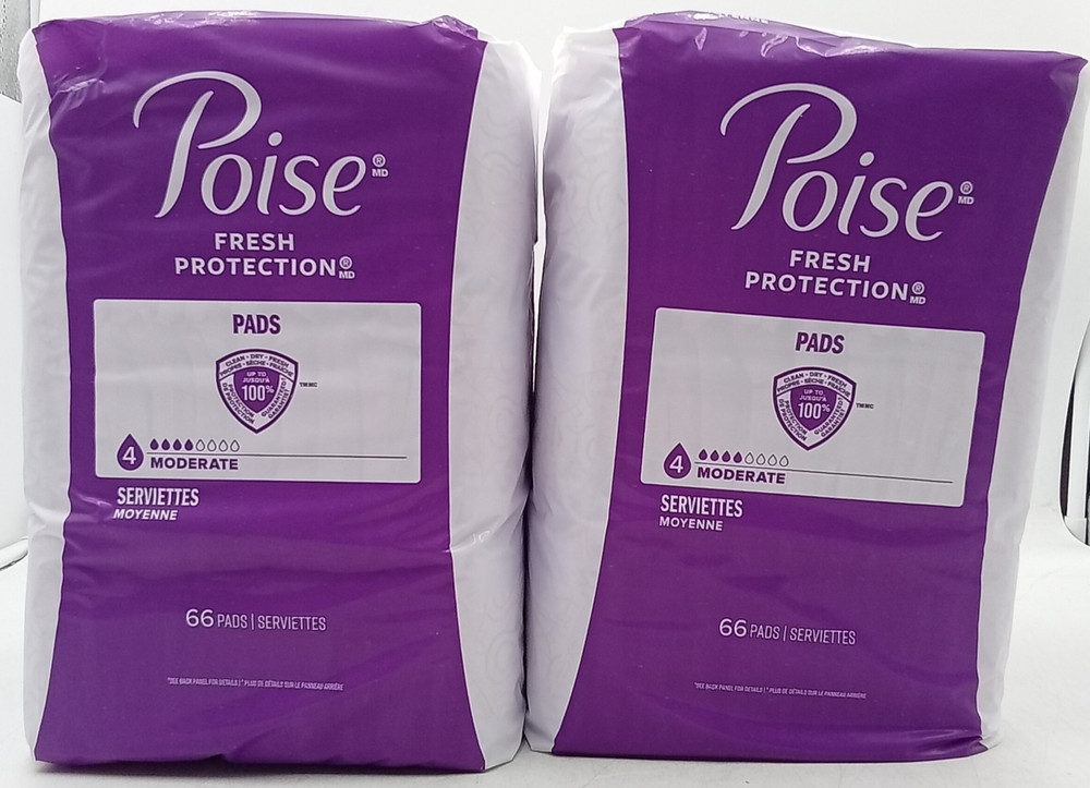 Poise Incontinence Pad 10.47 Inch Length Regular Length Moderate 132 Ct