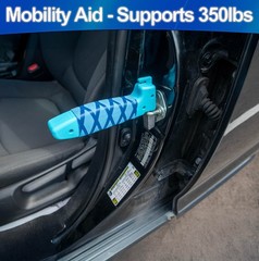 Car Assist Handle Mobility Aid 3-in-1– 350 lb w/ Seat Belt Cutter, Window Break