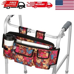 Durable Water-Resistant Walker Basket Pouch with Zippered Compartment – Floral