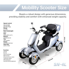 Four wheel Travel Mobility Scooter 800W 60V 20AH battery Motor for Adult Senior
