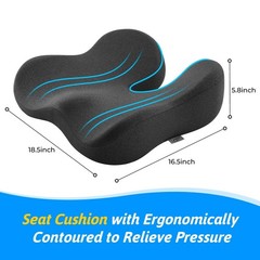 Seat Cushion for Tailbone & Sciatica Pain 18.5 x 16.5 x 5.8 inches, Gray