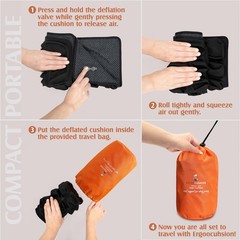 ERGOOCUSHION 18x16x2.1 inches, Black Cushion With Tangerine Carry Bag