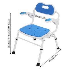 Folding Shower Chair with Arms and Back for Seniors Handicap Disabled Orange US