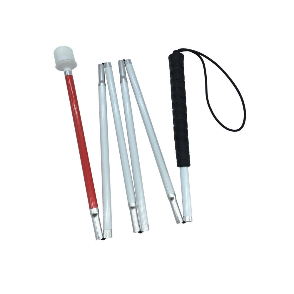 VISIONU Aluminum Mobility Folding White 55 Inch (Pack of 1), Black Handle