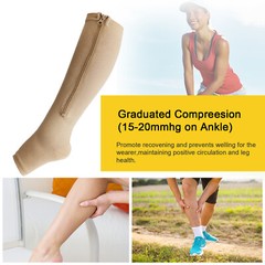 Nylon Zipper Compression Socks Support Graduated Stockings Mens Womens 20-30mmHg