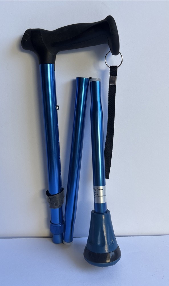 Rehand Blue Foldable & Adjustable Walking Canes 350Lbs Capacity #RH100754