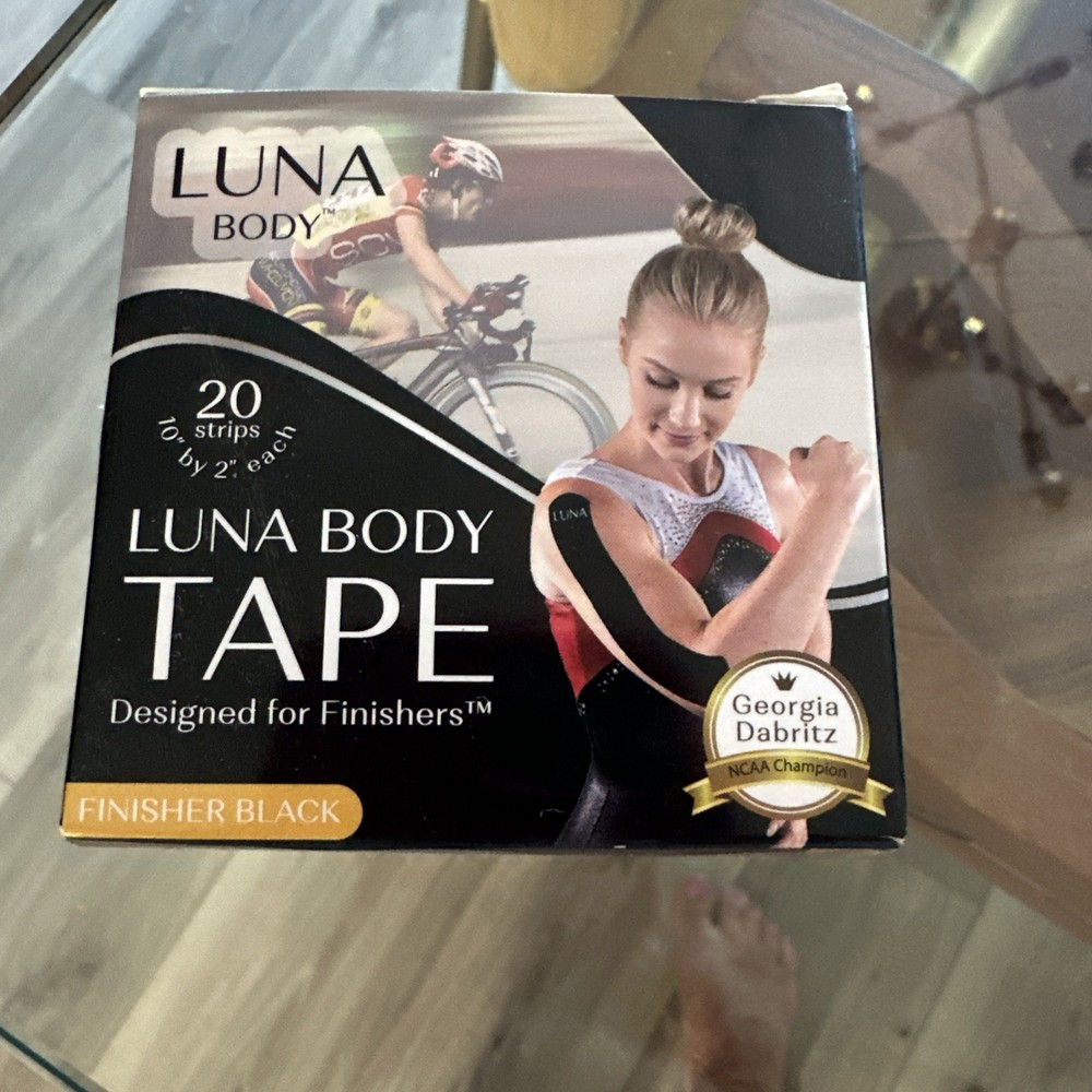 Luna Body Kinesiology Pro Tape Strips 20 Pre-cut Roll, 10″ x 2″, Finisher Black