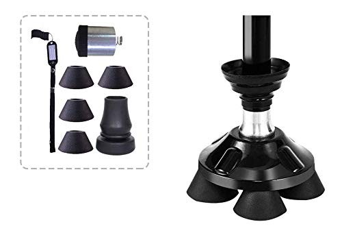 BigAlex 4Tips Replacement for Folding Walking Cane(MG 7 Piece Set, black