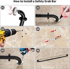 48″ Anti Slip Shower Grab Bar Bathroom Black Knurled Handicap Balance Bar BLACK