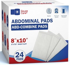 Heavy Leakage Protection: Surgical-Grade 8×10 ABD Pads, 24-Pack for Post Op Care