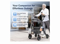 BLESSREACH Heavy Duty Upright Rollator Walker for Seniors, 450lbs 6 Height, ADJ