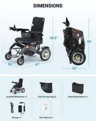 20″ Wide Seat Electric Wheelchairs for Adults, 400LB Capacity, 30 Mile Range