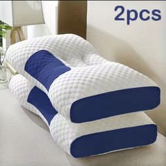 2PC Cervical Neck Pillow Set Ergonomic Orthopedic Contour Memory Foam Support Si