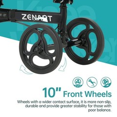 ZENART Foldable Knee Walker, Deluxe Medical Scooter for Foot In Black