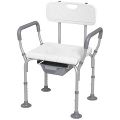 3-in-1 Shower Chair with Handles and Footpads for Elderly, White