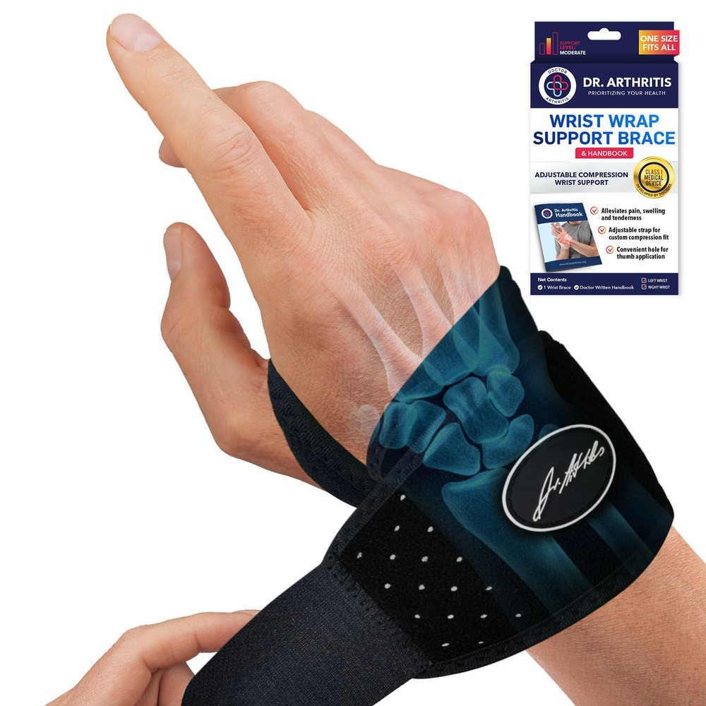 Wrist Compression Sleeve Adjustable Hand Brace Support for Arthritis Pain Relief
