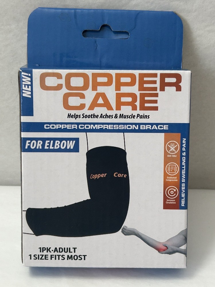 Copper Care Copper Compression Brace for Elbow 1 Pack Adult One Size Fits Most