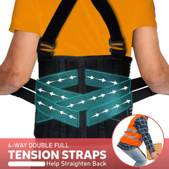 Work Back Support Belt with 2 Removable Suspender Straps, Back Posture Protector