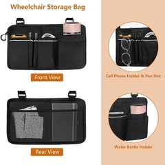 Wheelchair Side Bag, Armrest Accessories Storage with Reflective Stripe and C…