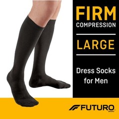 FUTURO 20-30 mmHg Dress Socks For Men Lifestyle Firm Compression L-Black 1 Pair