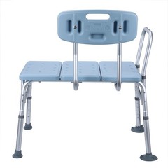 330 Lb. Height Adjustable Blue Bath & Shower Transfer Bench with Back &Side Arm
