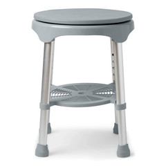 Durable Aluminum Frame, round Swivel Shower Stool, Gray, Supports up to 300Lbs.